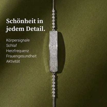 [DE] Detailansicht der Kristallspange des silbernen Tetra-Armbands