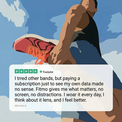 Trustpilot review from a runner wearing the Vitro band by Fitmo [EN]